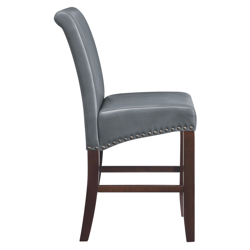 Office Star 24in Parsons Barstool with Antique Bronze Nail Heads in Pewter Faux Leather PopularChairscom Office Star 24in Parsons Barstool with Antique Bronze Nail Heads in Pewter Faux Leather PopularChairscom