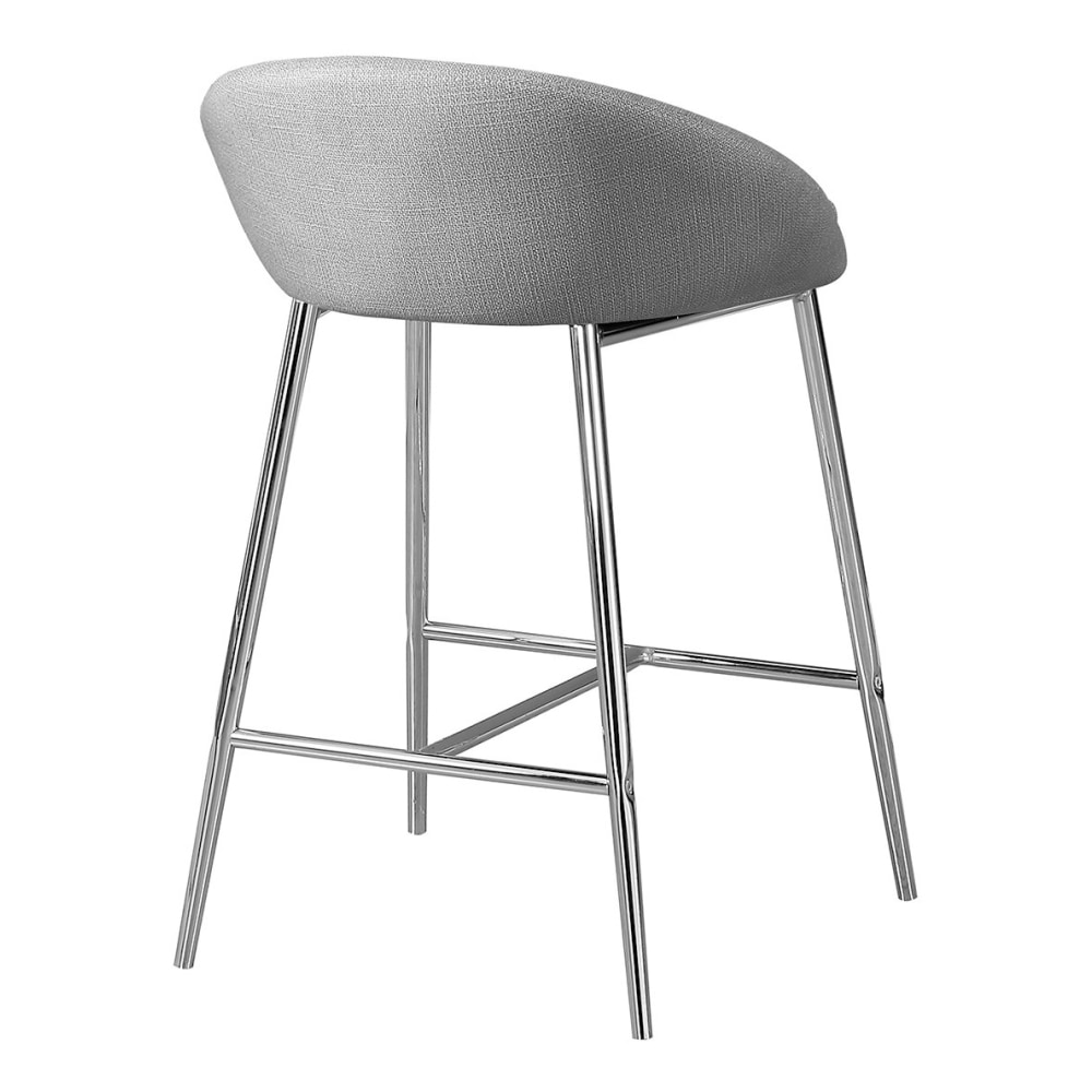 Monarch Specialties Counter Height Bar Stools GrayChrome Pack Of 2 Stools PopularChairscom   
