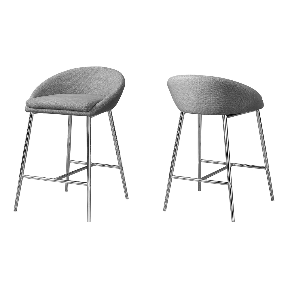 Monarch Specialties Counter Height Bar Stools GrayChrome Pack Of 2 Stools PopularChairscom   