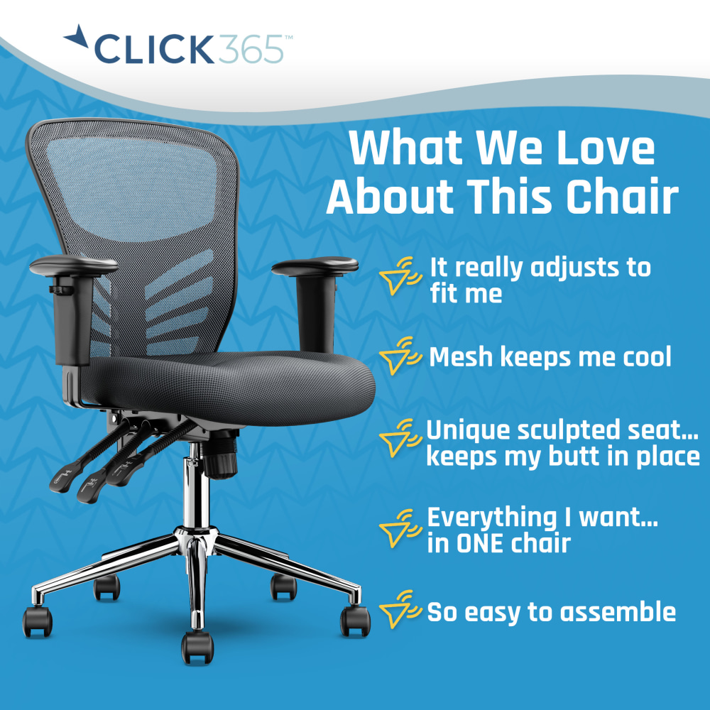 Click365 Flow Ergonomic Mesh MidBack Office Task Chair Gray PopularChairscom Click365 Flow Ergonomic Mesh Mid Back Office Task Chair Gray PopularChairscom