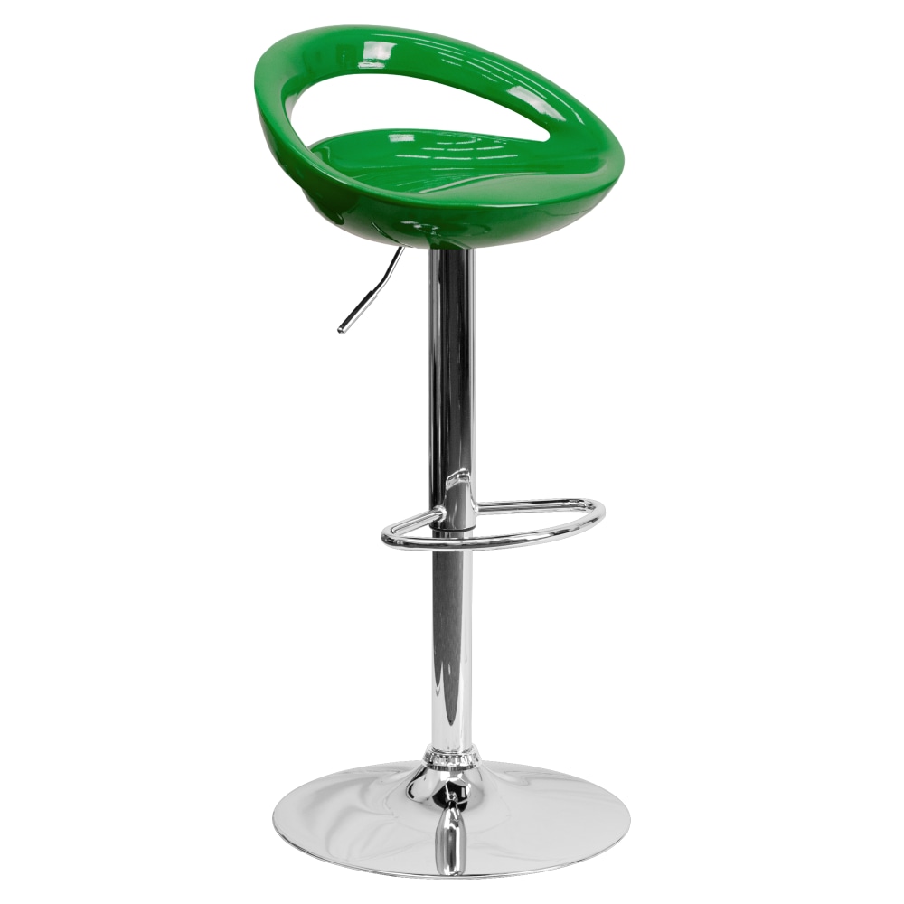 Flash Furniture Contemporary Plastic Adjustable Height Barstool with Rounded Cutout Back and Chrome Base Green PopularChairscom Flash Furniture Contemporary Plastic Adjustable Height Barstool with Rounded Cutout Back and Chrome Base Green PopularChairscom
