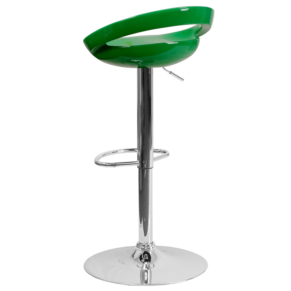 Flash Furniture Contemporary Plastic Adjustable Height Barstool with Rounded Cutout Back and Chrome Base Green PopularChairscom Flash Furniture Contemporary Plastic Adjustable Height Barstool with Rounded Cutout Back and Chrome Base Green PopularChairscom