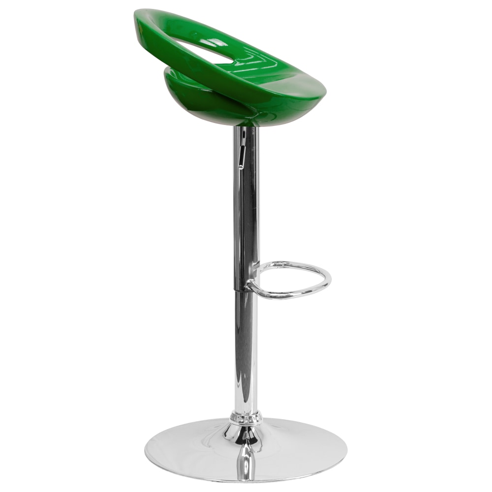 Flash Furniture Contemporary Plastic Adjustable Height Barstool with Rounded Cutout Back and Chrome Base Green PopularChairscom Flash Furniture Contemporary Plastic Adjustable Height Barstool with Rounded Cutout Back and Chrome Base Green PopularChairscom