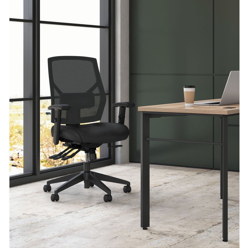 HON Crio Ergonomic Leather High Back Task Chair With Asynchronous Control Black PopularChairscom   