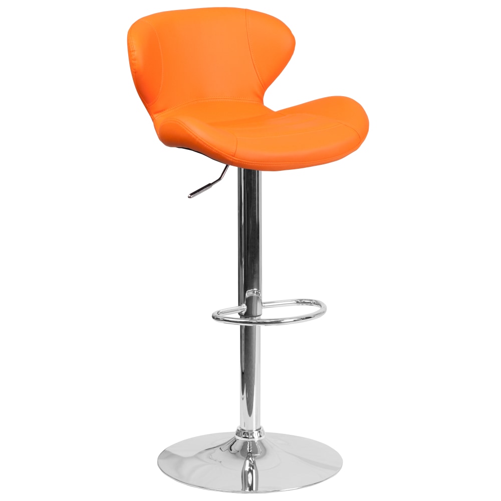Flash Furniture Contemporary Adjustable Height Vinyl Barstool with Curved Back and Chrome Base Orange Vinyl PopularChairscom Flash Furniture Contemporary Adjustable Height Vinyl Barstool with Curved Back and Chrome Base Orange Vinyl PopularChairscom