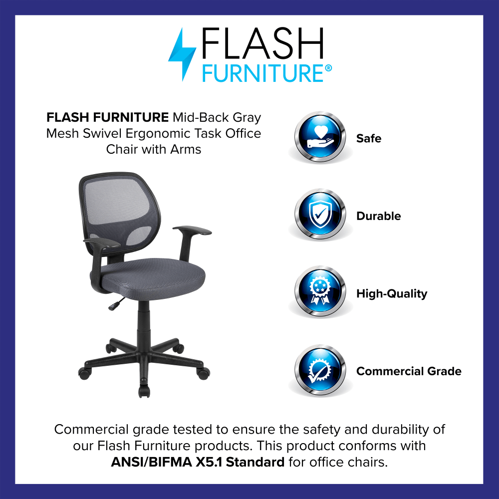 Flash Furniture Flash Fundamentals Mesh MidBack Task Chair Gray PopularChairscom Flash Furniture Flash Fundamentals Mesh Mid Back Task Chair Gray PopularChairscom