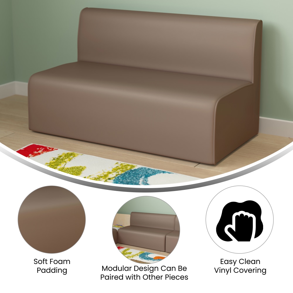 Flash Furniture Bright Beginnings CommercialGrade Modular Classroom 2Seater Sofa Neutral PopularChairscom Flash Furniture Bright Beginnings Commercial Grade Modular Classroom 2 Seater Sofa Neutral PopularChairscom