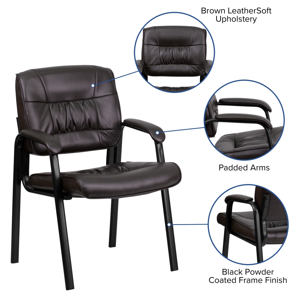 Flash Furniture LeatherSoft Executive Side Reception Chair with Powder Coated Frame BrownBlack PopularChairscom Flash Furniture LeatherSoft Executive Side Reception Chair with Powder Coated Frame BrownBlack PopularChairscom