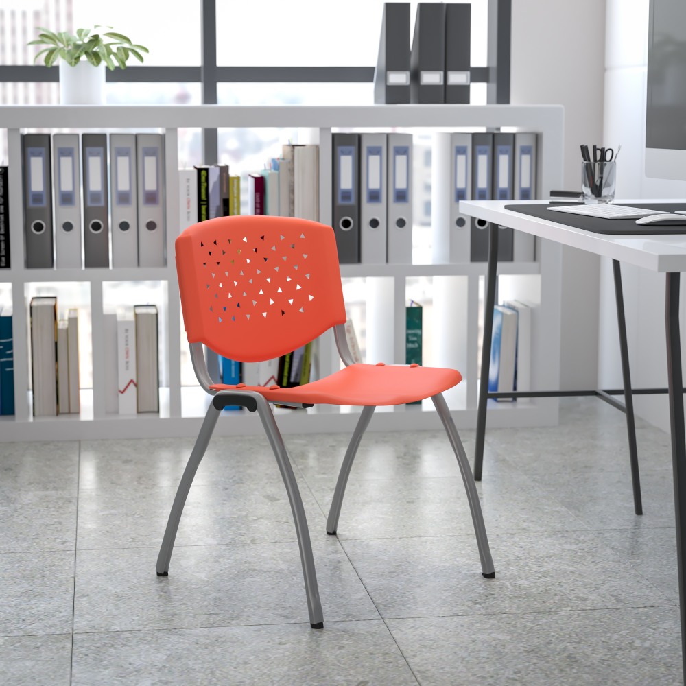 Flash Furniture HERCULES Series Stack Chair With Titanium Frame Orange SeatGray Frame PopularChairscom Flash Furniture HERCULES Series Stack Chair With Titanium Frame Orange SeatGray Frame PopularChairscom