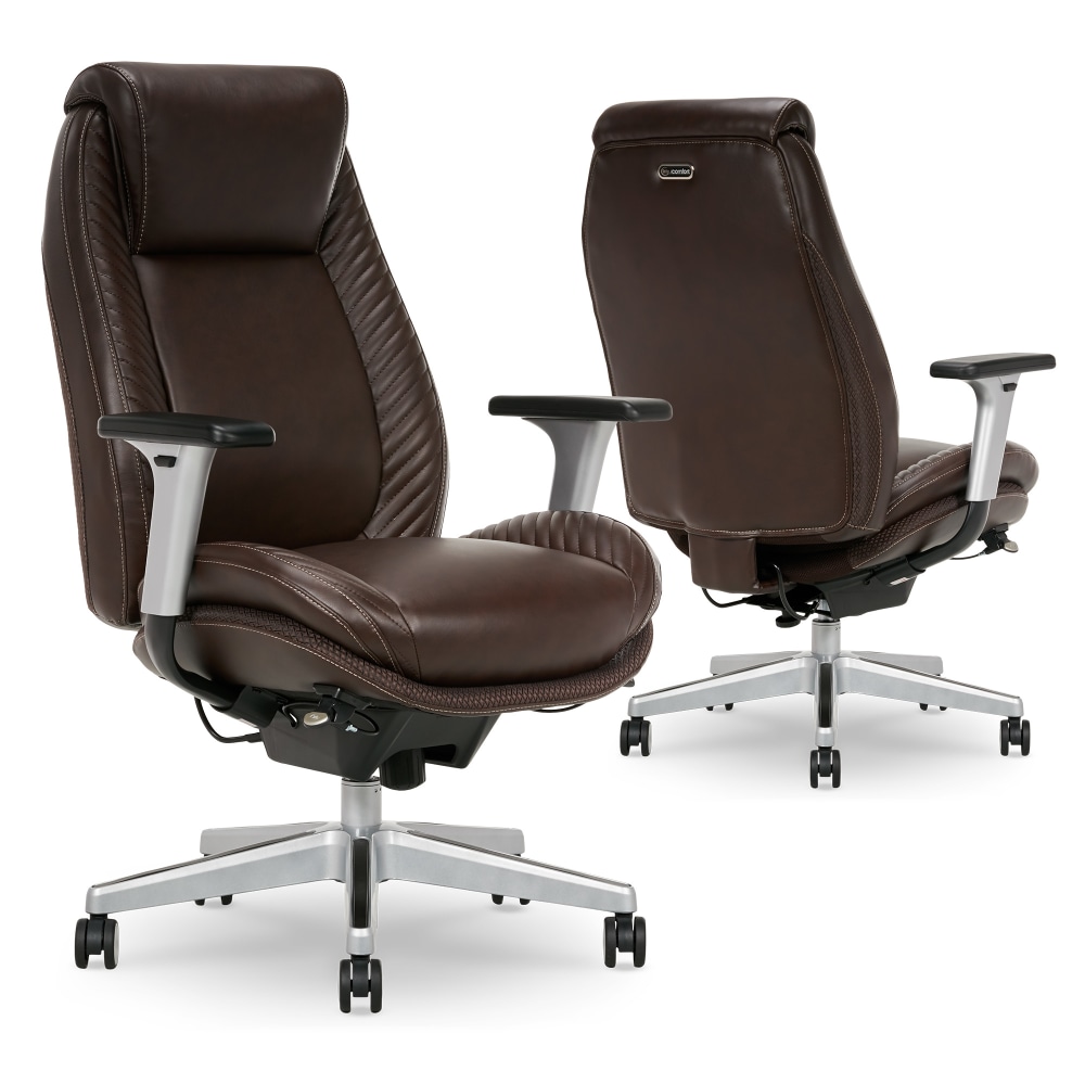 Serta iComfort i6000 Ergonomic Bonded Leather HighBack Manager Chair BrownSilver PopularChairscom Serta iComfort i6000 Ergonomic Bonded Leather High Back Manager Chair BrownSilver PopularChairscom