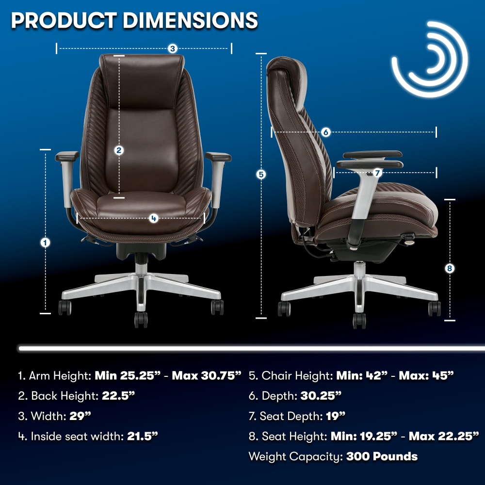 Serta iComfort i6000 Ergonomic Bonded Leather HighBack Manager Chair BrownSilver PopularChairscom Serta iComfort i6000 Ergonomic Bonded Leather High Back Manager Chair BrownSilver PopularChairscom