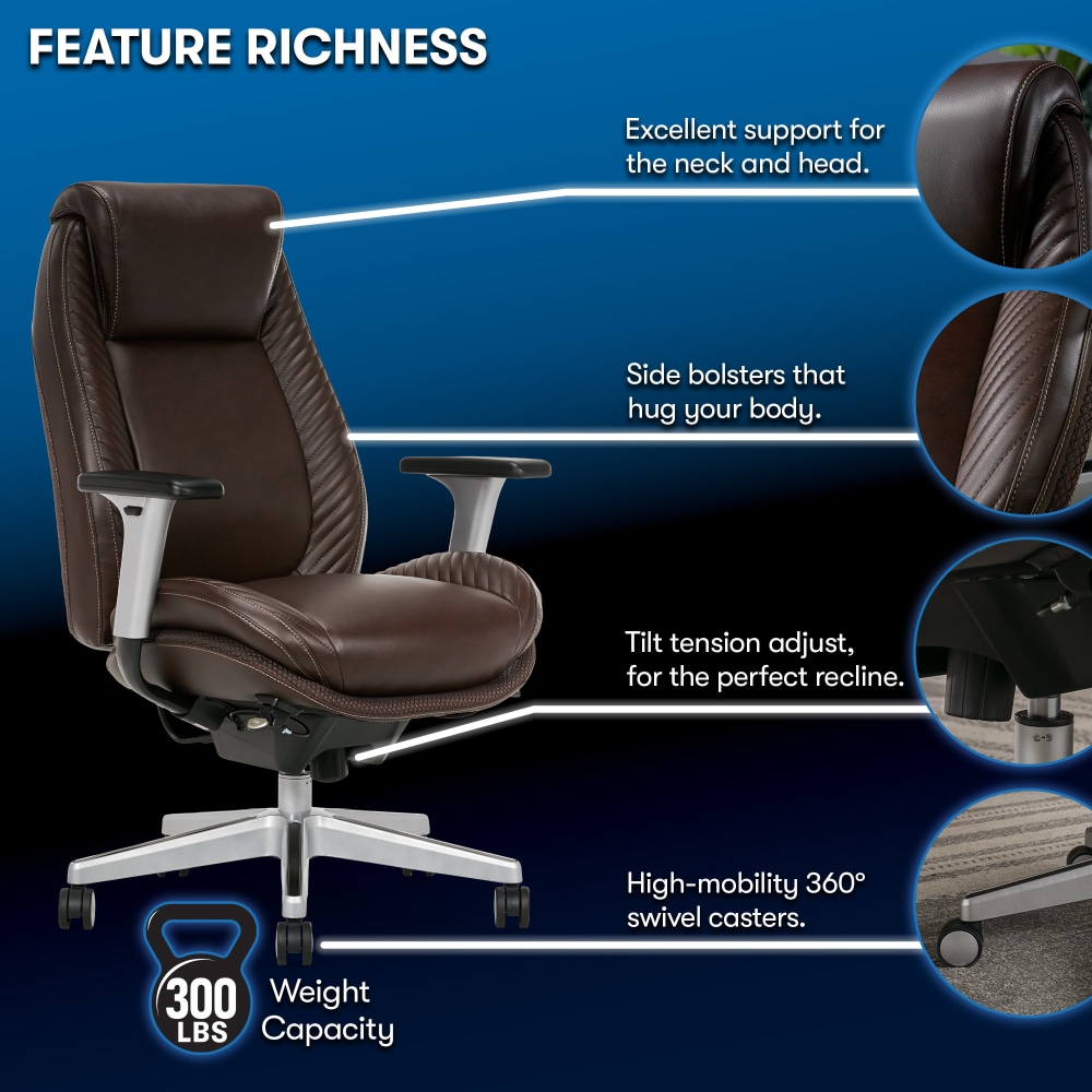 Serta iComfort i6000 Ergonomic Bonded Leather HighBack Manager Chair BrownSilver PopularChairscom Serta iComfort i6000 Ergonomic Bonded Leather High Back Manager Chair BrownSilver PopularChairscom
