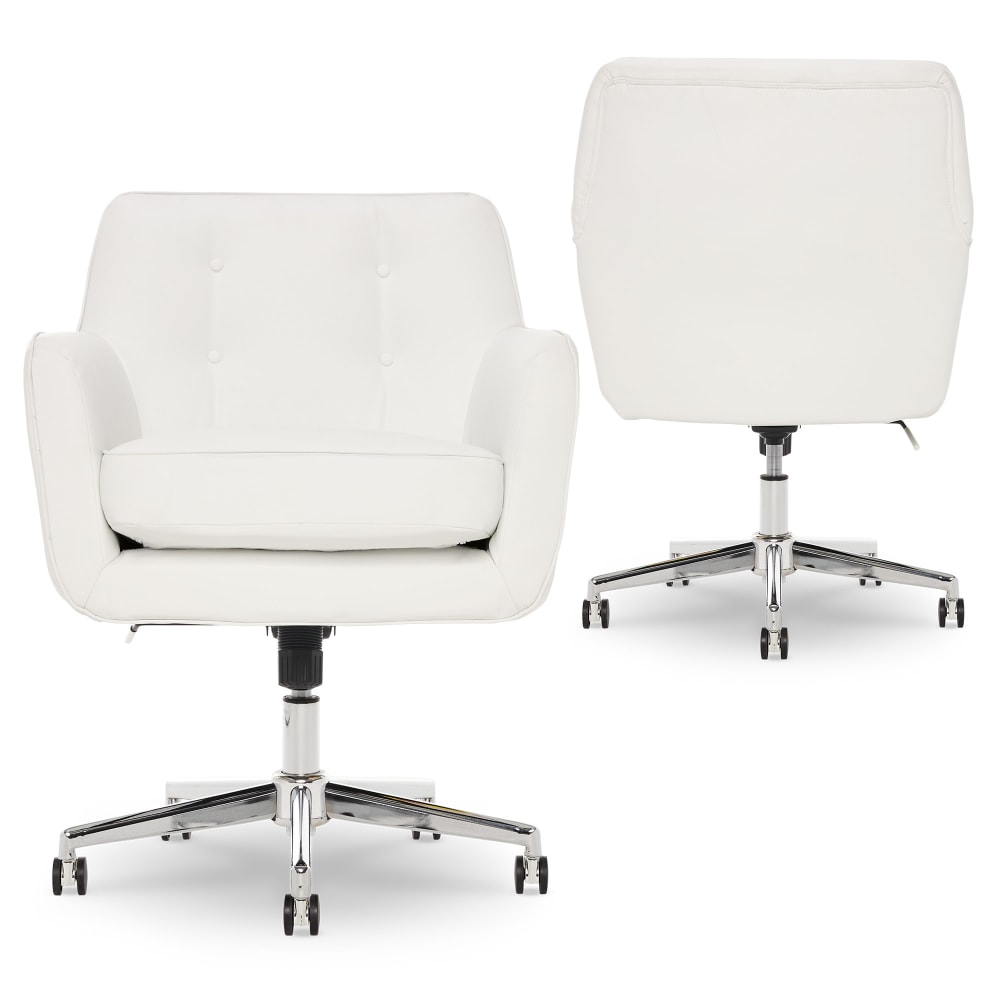 Serta Ashland Home Bonded Leather Mid Back Office Chair WhiteChrome PopularChairscom   