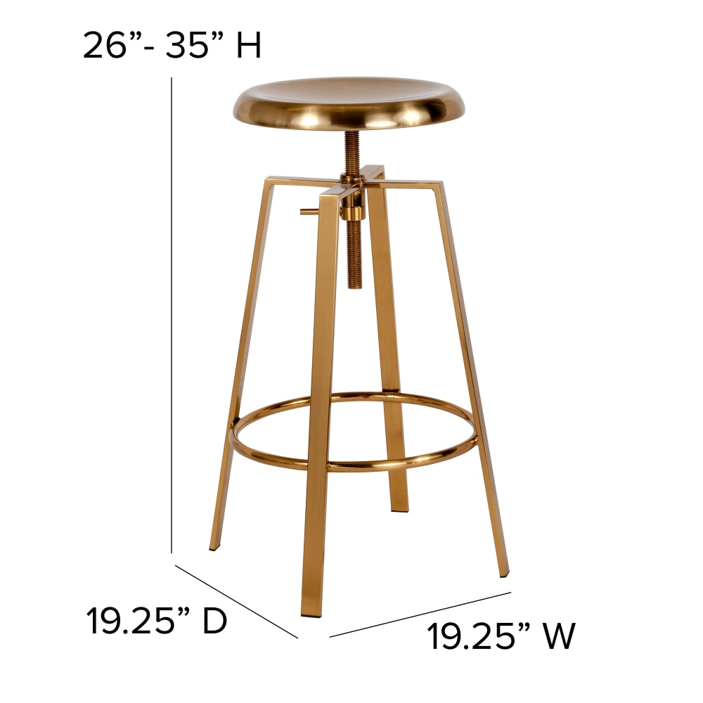 Flash Furniture Toledo Industrial Style Barstool with Swivel Lift Adjustable Height Seat Gold PopularChairscom Flash Furniture Toledo Industrial Style Barstool with Swivel Lift Adjustable Height Seat Gold PopularChairscom