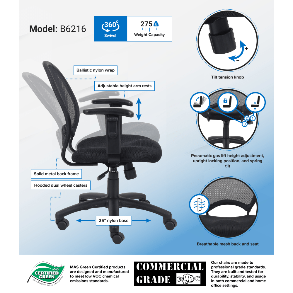 Boss Office Products Mesh Task Chair With Arms Black PopularChairscom Boss Office Products Mesh Task Chair With Arms Black PopularChairscom