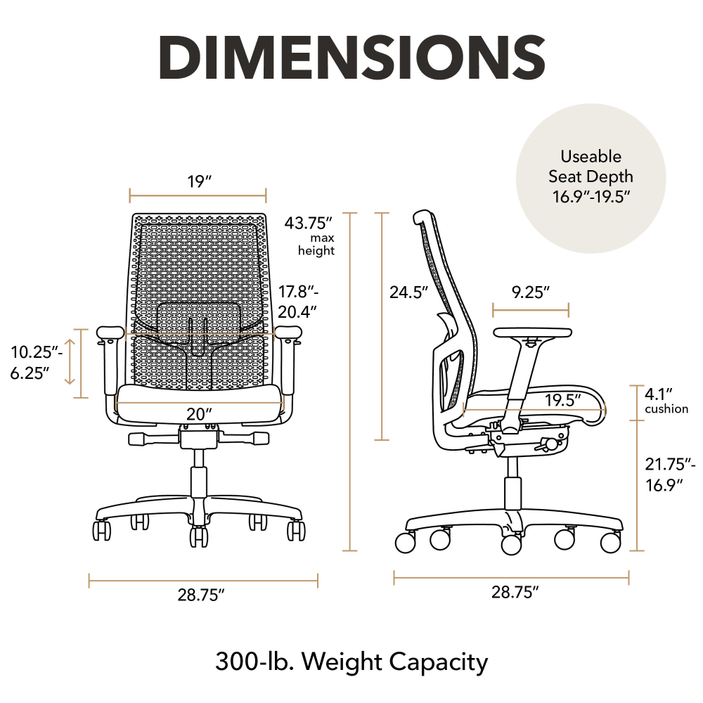 HON Ignition 20 ReActiv Ergonomic Fabric Mid Back Task Chair CarolinaBlack PopularChairscom   