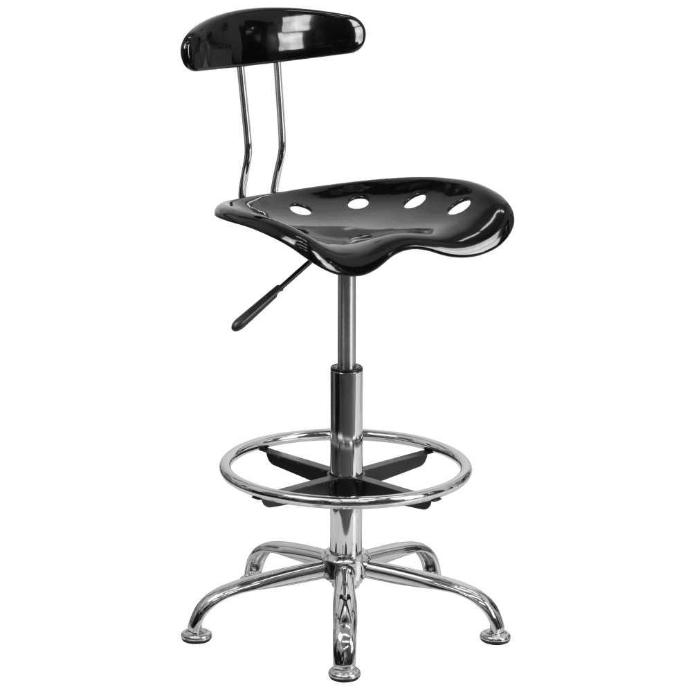 Flash Furniture Vibrant Chrome Drafting Stool with Tractor Seat BlackChrome PopularChairscom Flash Furniture Vibrant Chrome Drafting Stool with Tractor Seat BlackChrome PopularChairscom