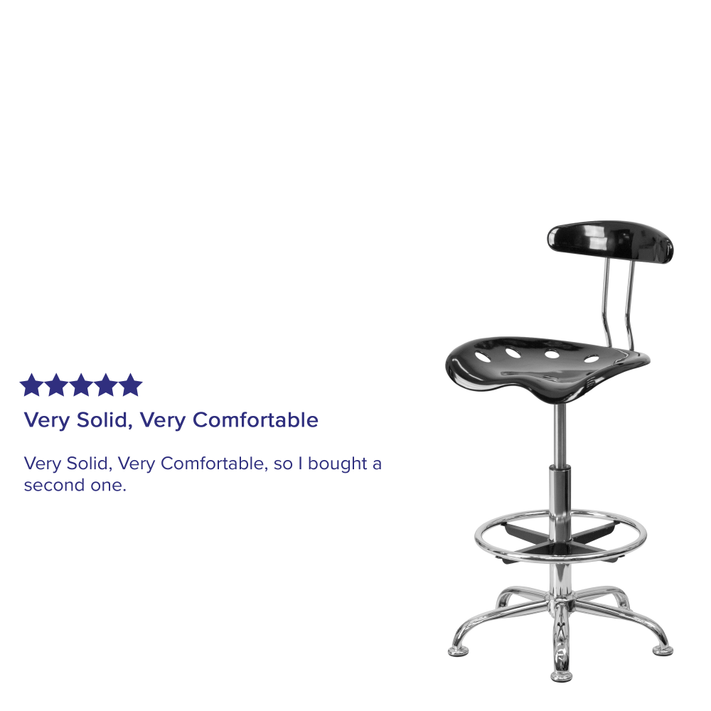 Flash Furniture Vibrant Chrome Drafting Stool with Tractor Seat BlackChrome PopularChairscom Flash Furniture Vibrant Chrome Drafting Stool with Tractor Seat BlackChrome PopularChairscom