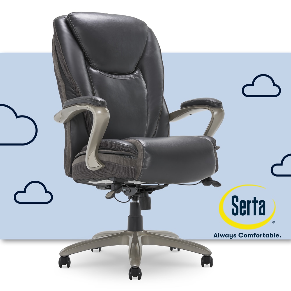 Serta Smart Layers Hensley Big Tall Ergonomic Bonded Leather HighBack Chair Dark GraySilver PopularChairscom Serta Smart Layers Hensley Big Tall Ergonomic Bonded Leather High Back Chair Dark GraySilver PopularChairscom