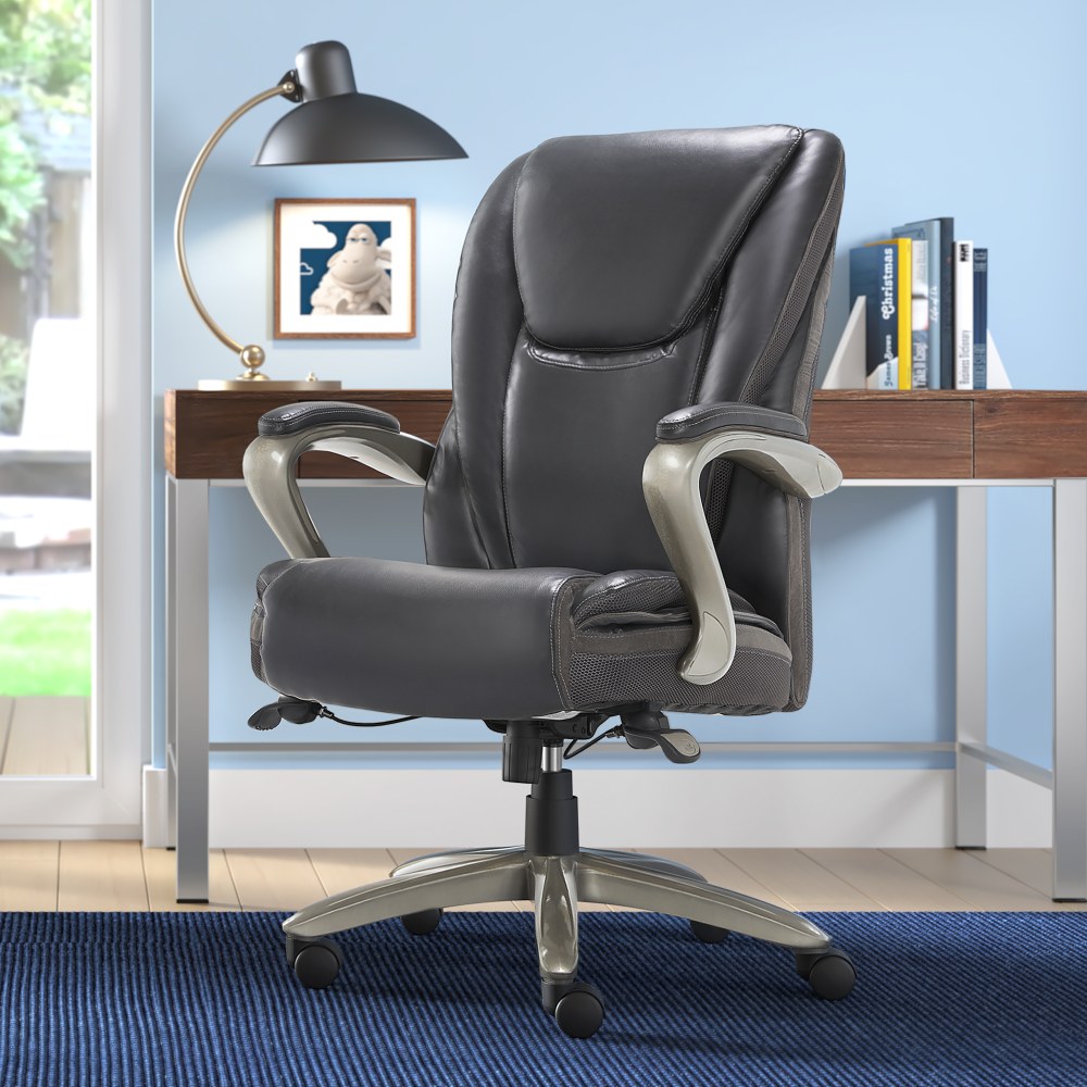 Serta Smart Layers Hensley Big Tall Ergonomic Bonded Leather HighBack Chair Dark GraySilver PopularChairscom Serta Smart Layers Hensley Big Tall Ergonomic Bonded Leather High Back Chair Dark GraySilver PopularChairscom