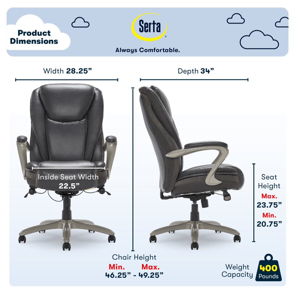 Serta Smart Layers Hensley Big Tall Ergonomic Bonded Leather HighBack Chair Dark GraySilver PopularChairscom Serta Smart Layers Hensley Big Tall Ergonomic Bonded Leather High Back Chair Dark GraySilver PopularChairscom