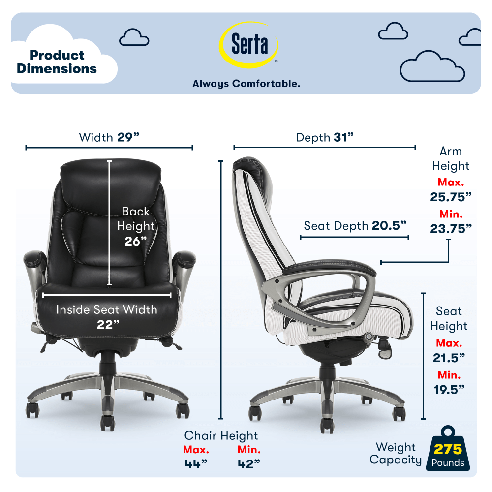 Serta Smart Layers Tranquility Executive Ergonomic Bonded Leather HighBack Chair BlackSlate PopularChairscom Serta Smart Layers Tranquility Executive Ergonomic Bonded Leather High Back Chair BlackSlate PopularChairscom