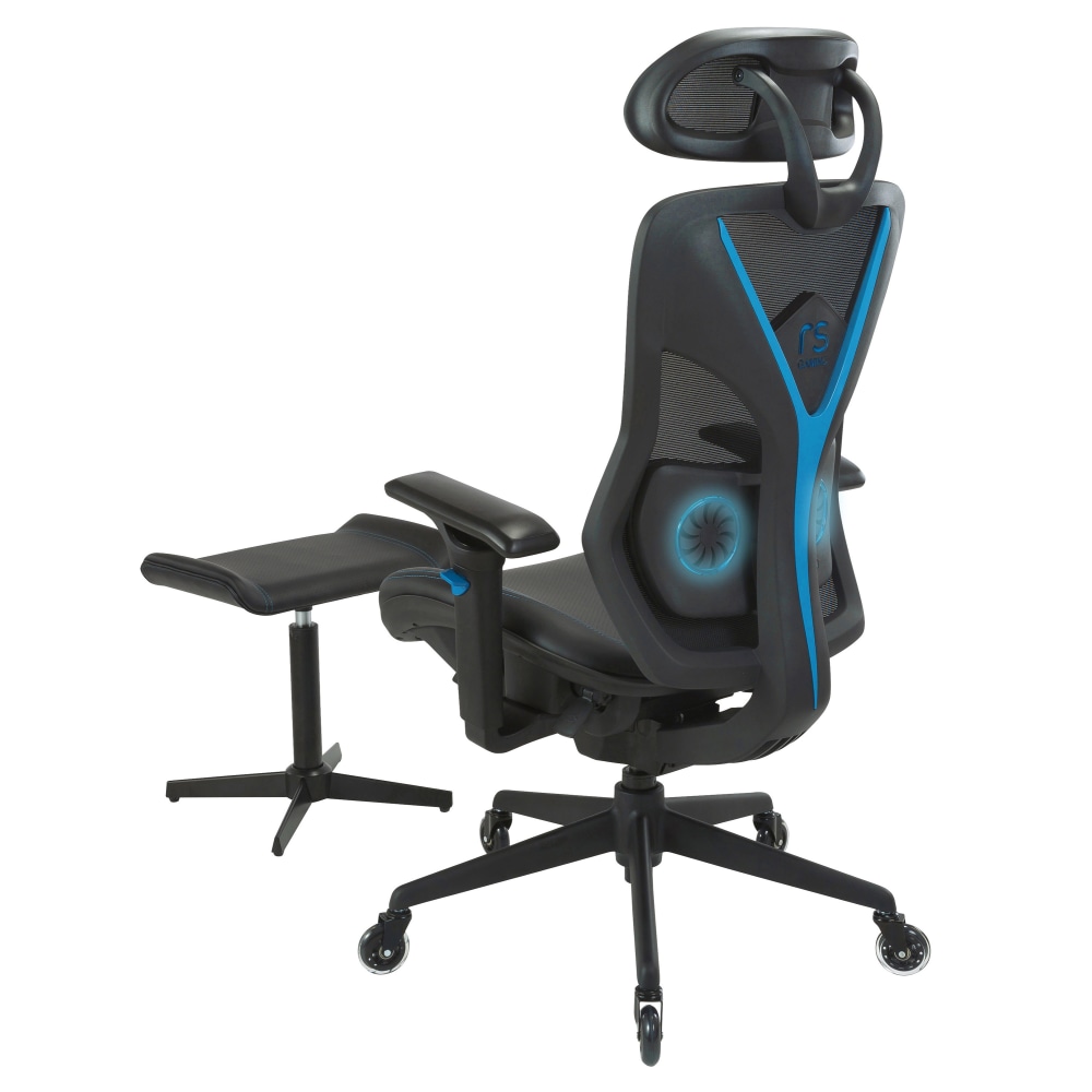 RS Gaming Eonix Ergonomic MeshVegan Leather HighBack Active Chair Footstool BlackBlue BIFMA Compliant PopularChairscom RS Gaming Eonix Ergonomic MeshVegan Leather High Back Active Chair Footstool BlackBlue BIFMA Compliant PopularChairscom