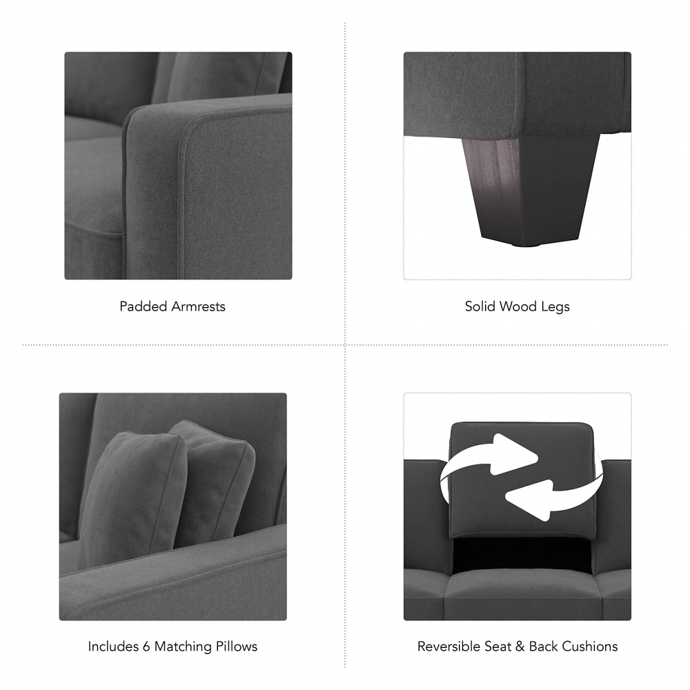 Bush Furniture Stockton 131inW Sectional Couch With Double Chaise Lounge Charcoal Gray Herringbone Standard Delivery PopularChairscom Bush Furniture Stockton 131inW Sectional Couch With Double Chaise Lounge Charcoal Gray Herringbone Standard Delivery PopularChairscom