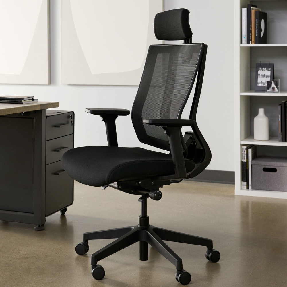 VARI Ergonomic Nylon HighBack Task Chair With Headrest Black PopularChairscom VARI Ergonomic Nylon High Back Task Chair With Headrest Black PopularChairscom