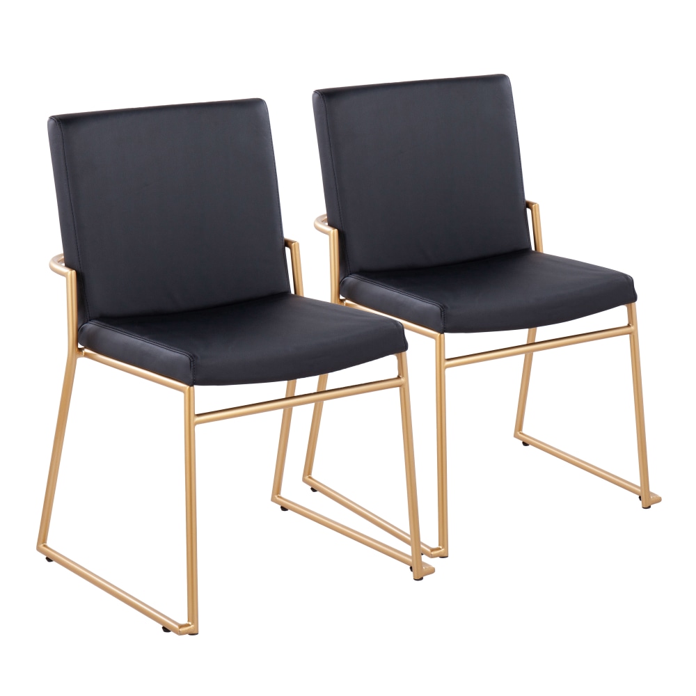 LumiSource Dutchess Contemporary Dining Chairs faux Leather BlackGold Set Of 2 Chairs PopularChairscom LumiSource Dutchess Contemporary Dining Chairs faux Leather BlackGold Set Of 2 Chairs PopularChairscom