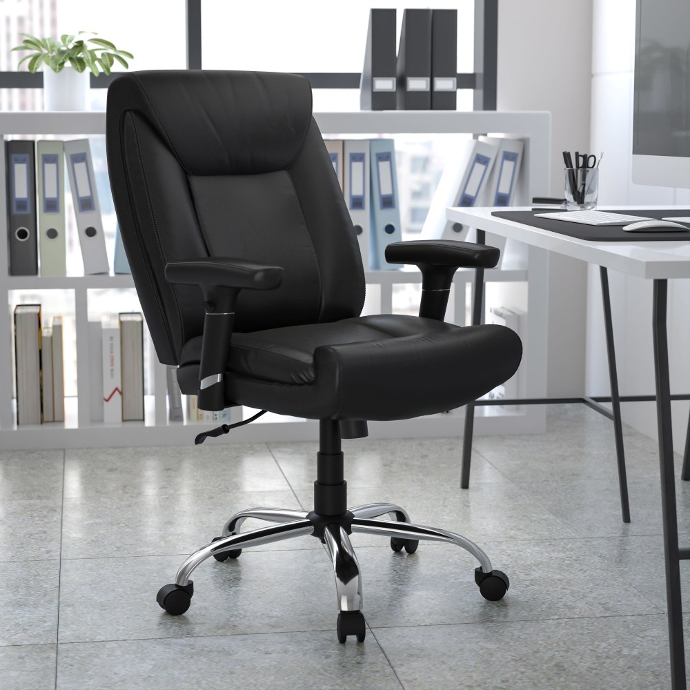 Flash Furniture Hercules Big Tall Ergonomic LeatherSoft Faux Leather MidBack Swivel Task Chair With Adjustable Arms Black PopularChairscom Flash Furniture Hercules Big Tall Ergonomic LeatherSoft Faux Leather Mid Back Swivel Task Chair With Adjustable Arms Black PopularChairscom