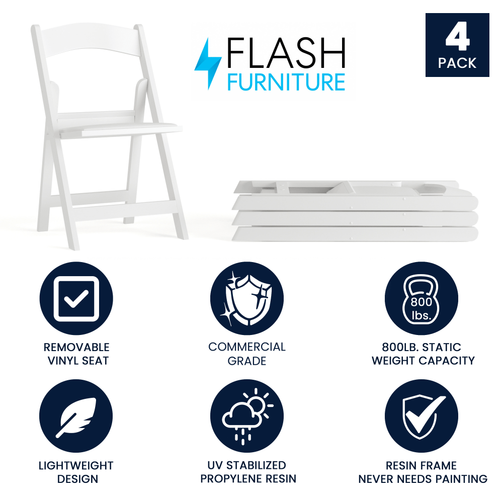 Flash Furniture HERCULES Series Resin Folding Chairs White Set Of 4 Chairs PopularChairscom Flash Furniture HERCULES Series Resin Folding Chairs White Set Of 4 Chairs PopularChairscom