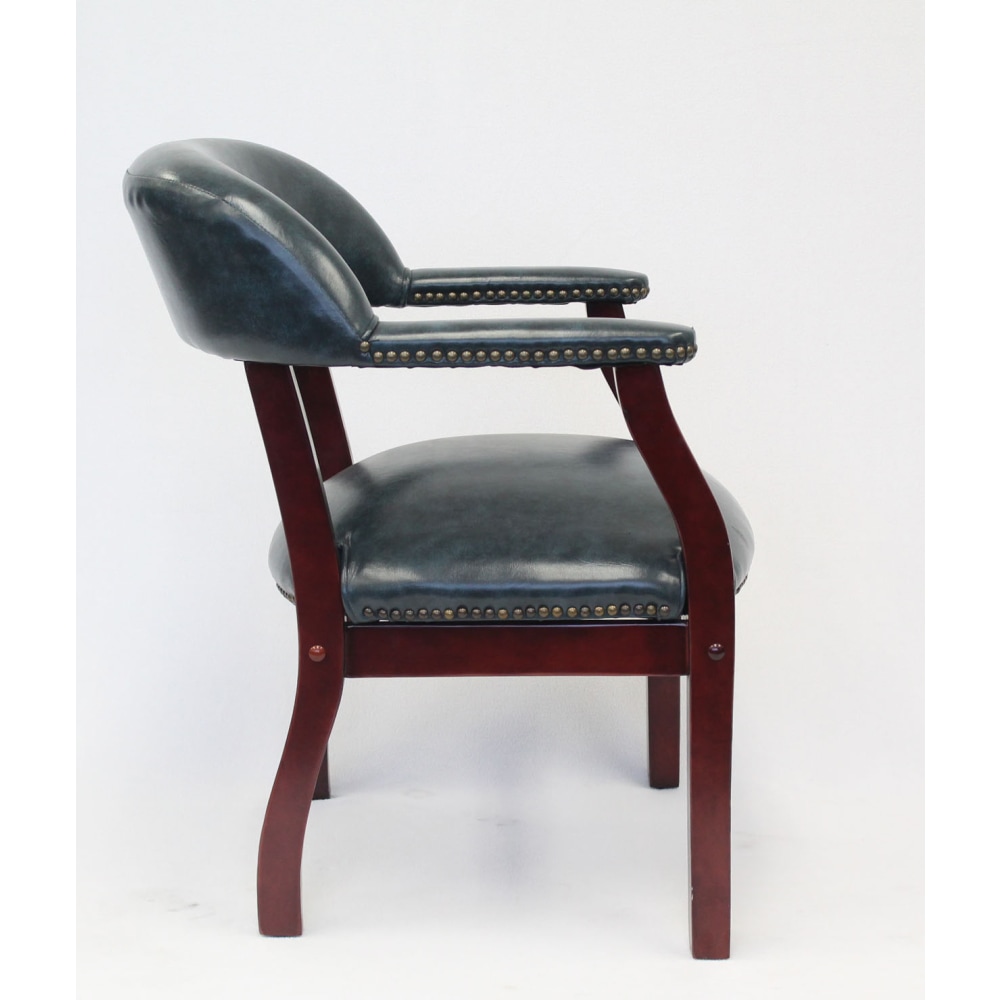 Boss Office Products Captains Guest Arm Chair BlueMahogany PopularChairscom Boss Office Products Captains Guest Arm Chair BlueMahogany PopularChairscom