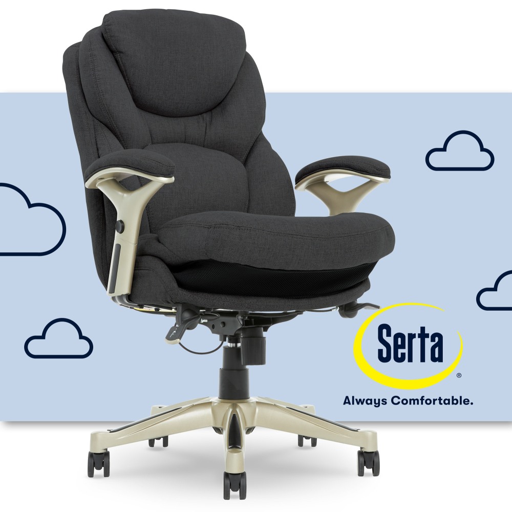 Serta Claremont Ergonomic Bonded Leather Mid Back Office Chair Dark GraySilver PopularChairscom   