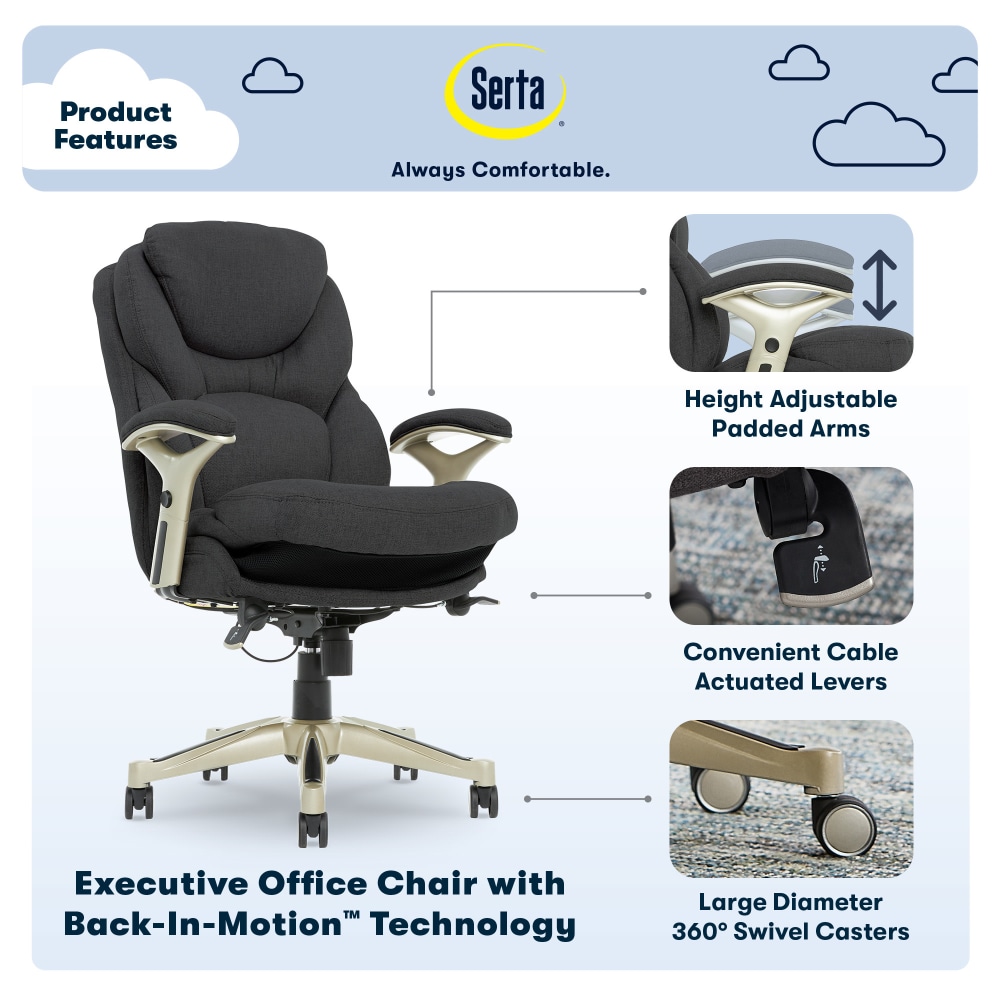 Serta Claremont Ergonomic Bonded Leather Mid Back Office Chair Dark GraySilver PopularChairscom   