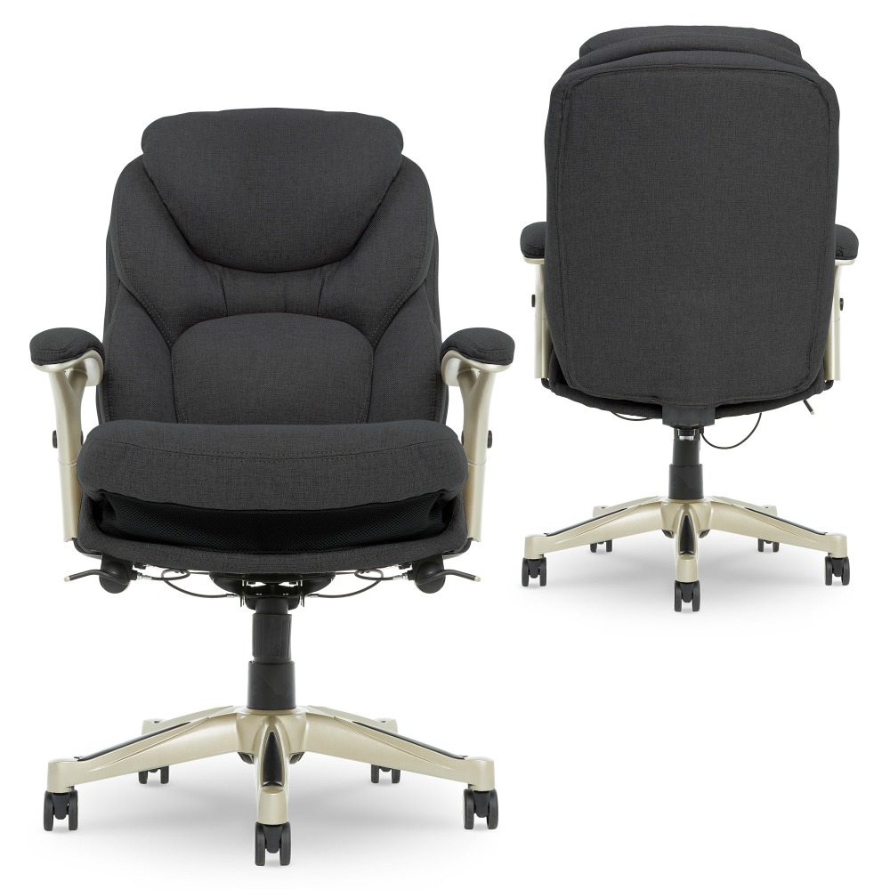 Serta Claremont Ergonomic Bonded Leather Mid Back Office Chair Dark GraySilver PopularChairscom   