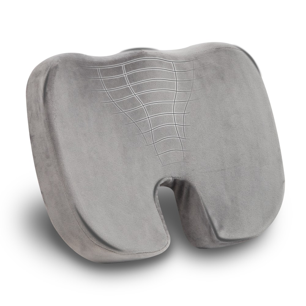 Mind Reader Ergonomic Orthopedic Seat Cushion Memory Foam 2 34inH x 13 12inW x 18inL Gray PopularChairscom   