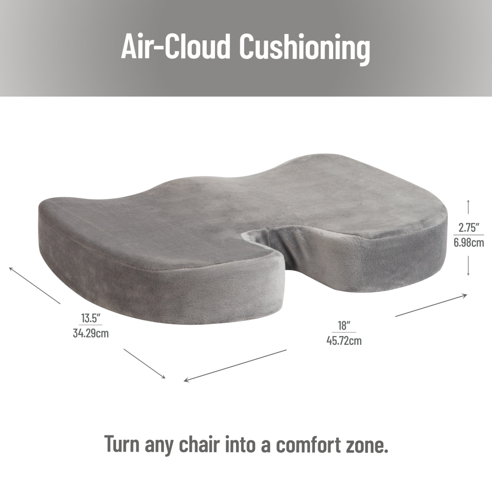 Mind Reader Ergonomic Orthopedic Seat Cushion Memory Foam 2 34inH x 13 12inW x 18inL Gray PopularChairscom   