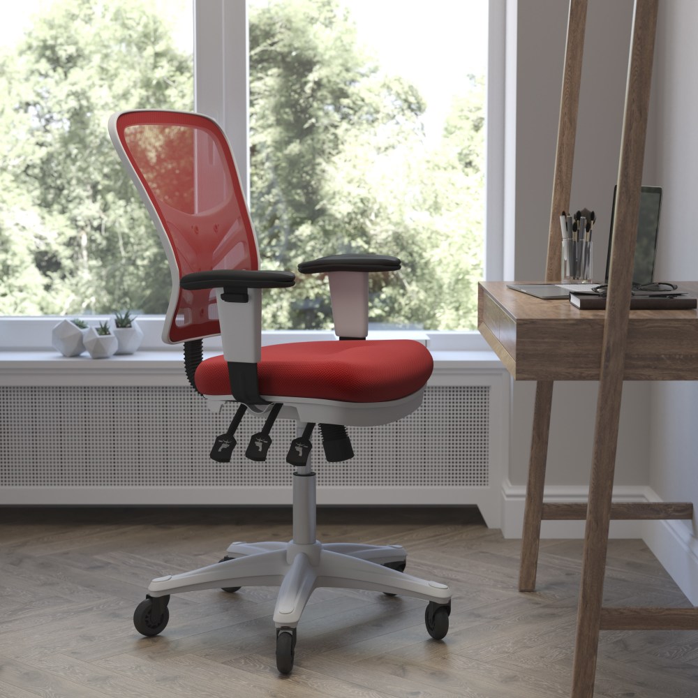 Flash Furniture Nicholas Ergonomic Mesh MidBack Multifunction Executive Swivel Office Chair RedWhite PopularChairscom Flash Furniture Nicholas Ergonomic Mesh Mid Back Multifunction Executive Swivel Office Chair RedWhite PopularChairscom
