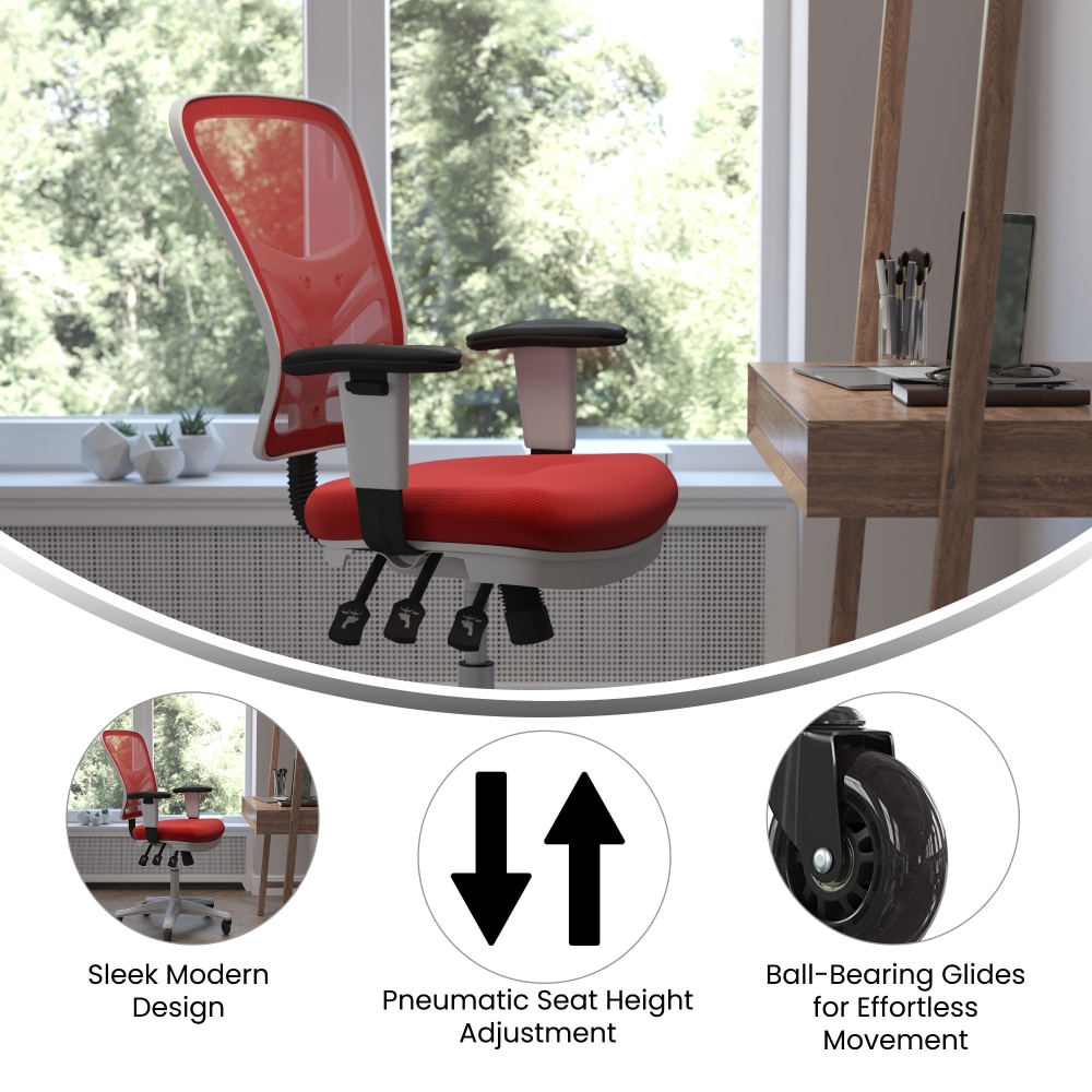 Flash Furniture Nicholas Ergonomic Mesh MidBack Multifunction Executive Swivel Office Chair RedWhite PopularChairscom Flash Furniture Nicholas Ergonomic Mesh Mid Back Multifunction Executive Swivel Office Chair RedWhite PopularChairscom