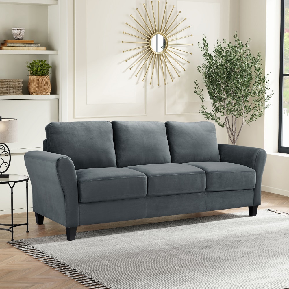 Lifestyle Solutions Winslow Sofa with Rolled Arms Dark Gray PopularChairscom Lifestyle Solutions Winslow Sofa with Rolled Arms Dark Gray PopularChairscom