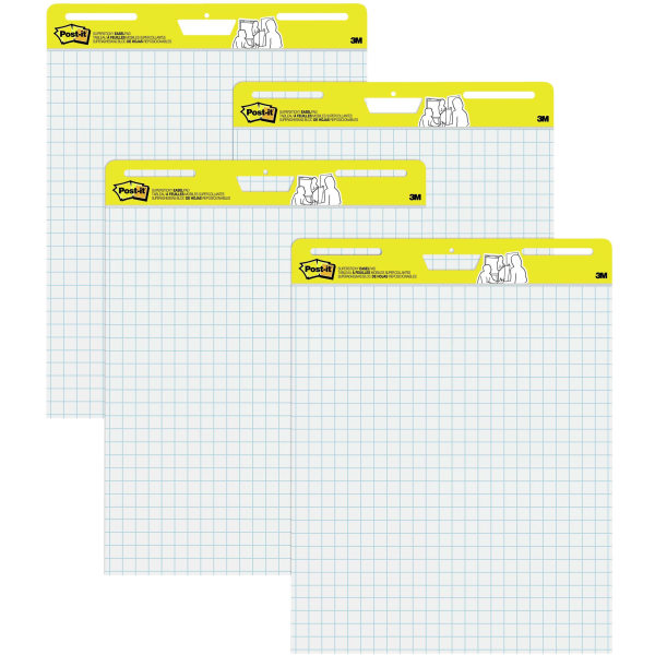 Post-it® Super Sticky Easel Pads, 1 Grid Lines, 25 x 30, White