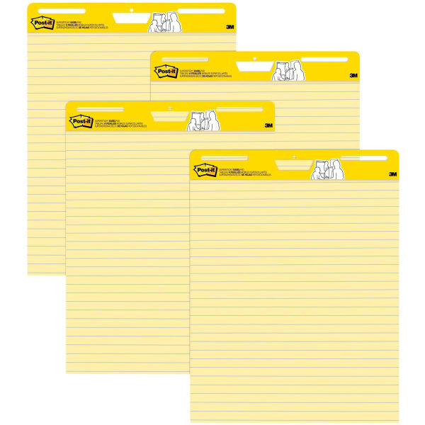 Post-it Self-Stick Easel Pads, 25 x 30, Yellow, 30 Sheets, 4/Carton
