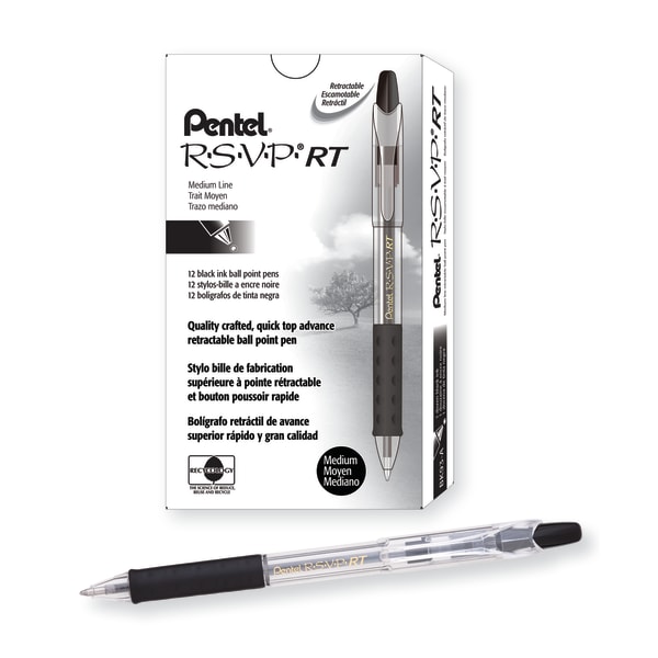 Pentel® R.S.V.P.® Ballpoint Pens, Fine Point, 0.7 mm, Clear Barrel, Red  Ink, Pack Of 12 - Zerbee