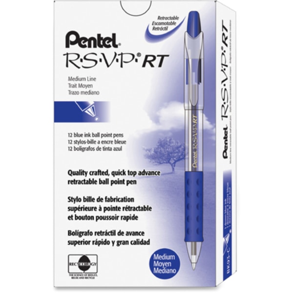 Pentel R.S.V.P. Ballpoint Pens Fine Point 0.7 mm Clear Barrel Assorted Ink  Colors Pack Of 5 - Office Depot