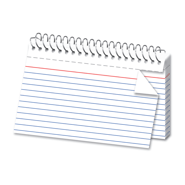 OfficeMax Spiral Ruled Index Cards, 4&quot; x 6&quot;, White, Box Of 50 1210852