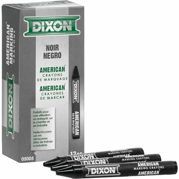 Dixon Long-Lasting Marking Crayons, 5, Black, Pack of 12