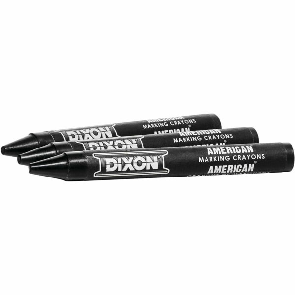 Dixon Long-Lasting Marking Crayons, 5, Black, Pack of 12 - Zerbee
