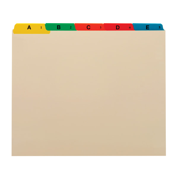 A-Z Poly Index Card Guide Set, 4 x 6, Multicolor, Set Of 25 Cards