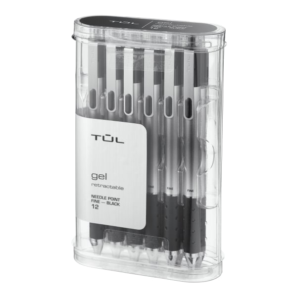 TUL Retractable Gel Pens, Bullet Point, 0.7 mm, Gray Barrel, Assorted Standard & Bright Ink Colors, Pack of 14